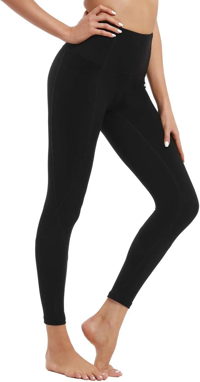 Hopgo Women's High Waist Yoga Pants with Pockets Compression Capri Leggings Tummy Control Workout Tights