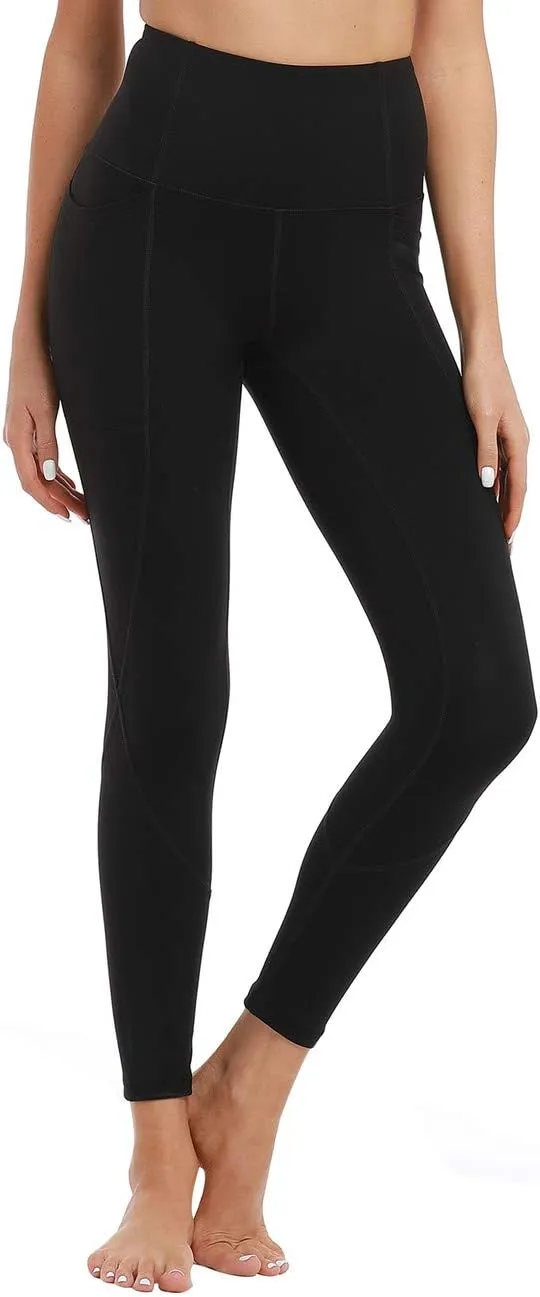 Hopgo Women's High Waist Yoga Pants with Pockets Compression Capri Leggings Tummy Control Workout Tights