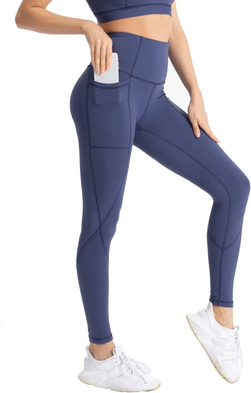 Hopgo Women's High Waist Yoga Pants with Pockets Compression Capri Leggings Tummy Control Workout Tights