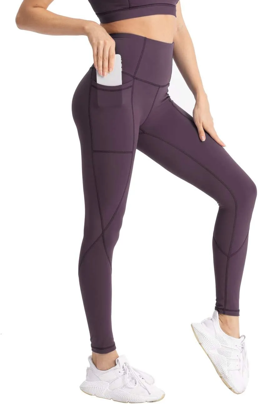 Hopgo Women's High Waist Yoga Pants with Pockets Compression Capri Leggings Tummy Control Workout Tights