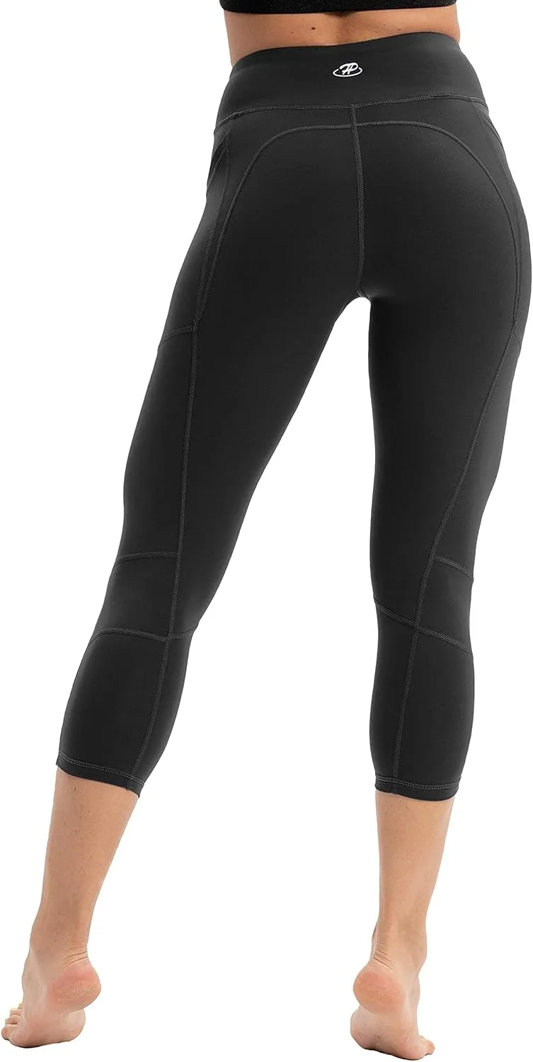 Hopgo Women's High Waist Yoga Pants with Pockets Compression Capri Leggings Tummy Control Workout Tights