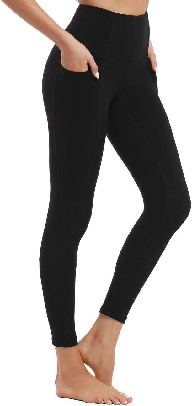 Hopgo Women's High Waist Yoga Pants with Pockets Compression Capri Leggings Tummy Control Workout Tights