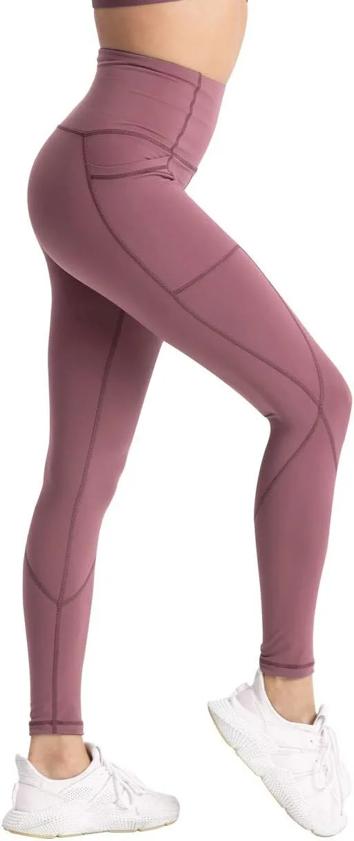 Hopgo Women's High Waist Yoga Pants with Pockets Compression Capri Leggings Tummy Control Workout Tights