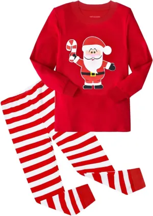 HYCLES Christmas Pajamas for Kids Girls Holiday Long Sleeve Sleepwear Santa Cotton Pajamas Sets for 2-12T Boys/Toddler Pjs