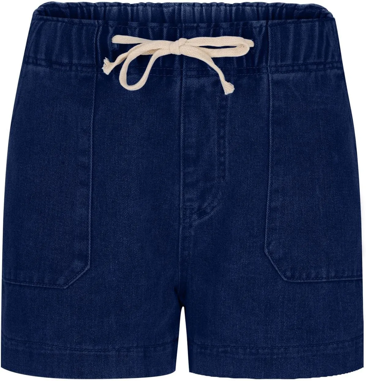 Jean Shorts for Women High Waisted Trendy Patch Pocket Drawstring Casual Summer Stretchy Denim Shorts with Pockets