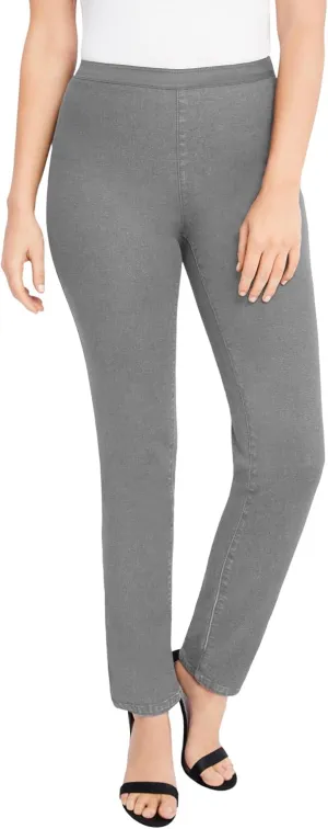 Jessica London Women's Plus Size Stretch Denim Straight-Leg Jegging - 16, Grey Denim