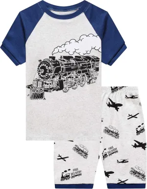 KikizYe Boys Short Sleeve Pajamas Kids Summer Pjs Children Pajamas