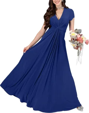 KOH KOH Womens 2025 Long Flowy Cap Sleeve Empire Waist Cocktail Maxi Dress Gown