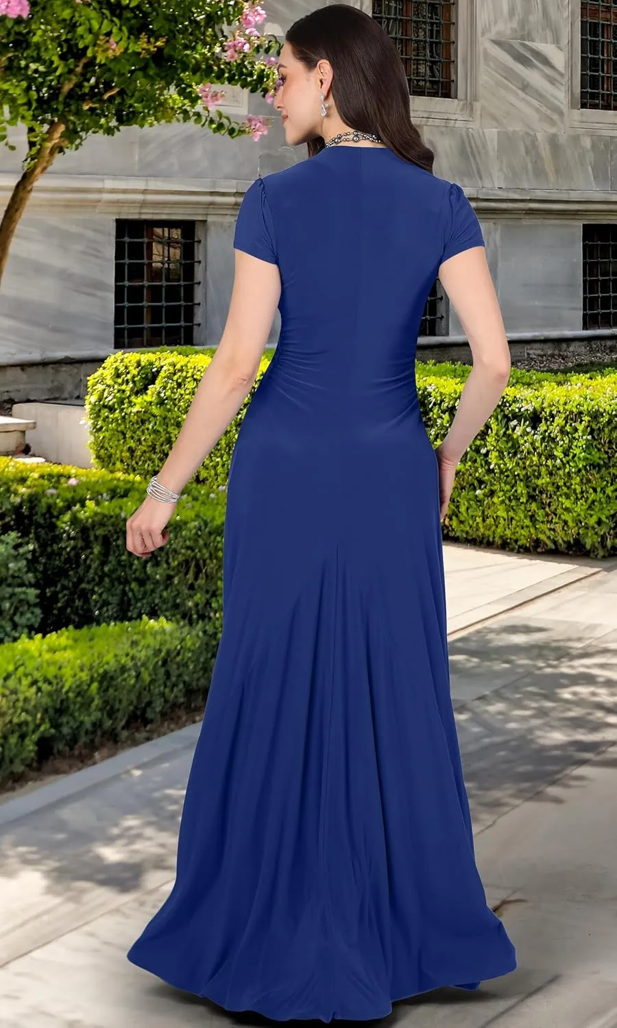 KOH KOH Womens 2025 Long Flowy Cap Sleeve Empire Waist Cocktail Maxi Dress Gown