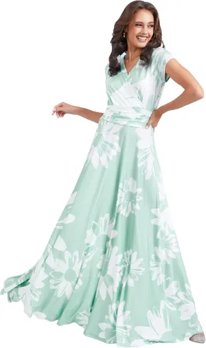 KOH KOH Womens Long Modest Floor Length Flowing Summer Print Maxi Dress Gown