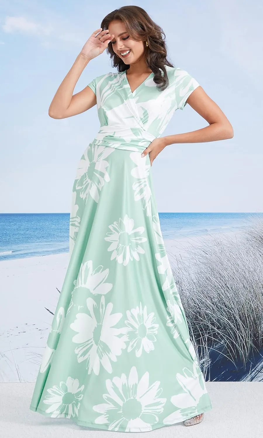 KOH KOH Womens Long Modest Floor Length Flowing Summer Print Maxi Dress Gown