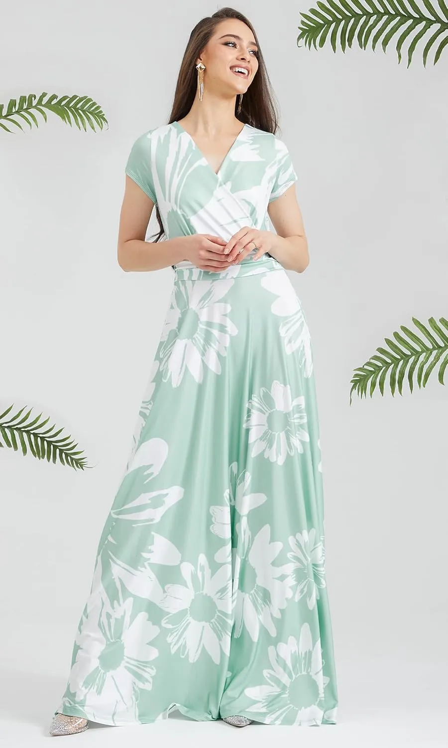 KOH KOH Womens Long Modest Floor Length Flowing Summer Print Maxi Dress Gown