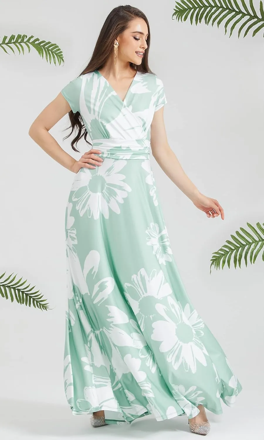 KOH KOH Womens Long Modest Floor Length Flowing Summer Print Maxi Dress Gown