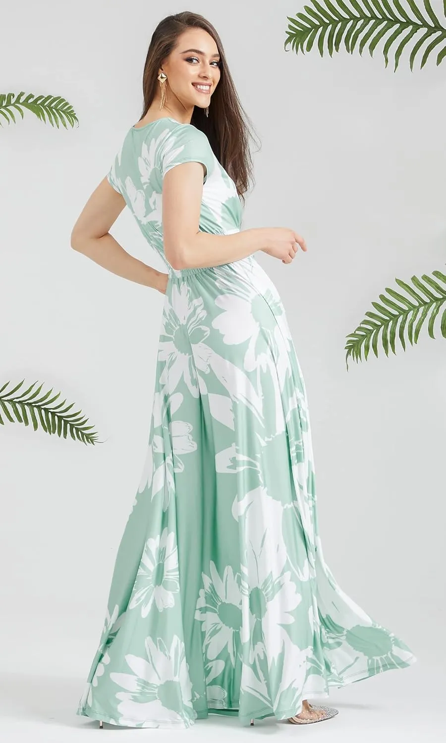 KOH KOH Womens Long Modest Floor Length Flowing Summer Print Maxi Dress Gown
