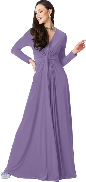 KOH KOH Womens Long Sleeve Flowy Formal Evening Elegant Designer Maxi Dress