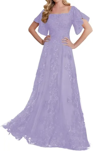 Laces Appliques Mother of The Bride Dresses for Wedding Short Sleeve Mother of Groom Dress