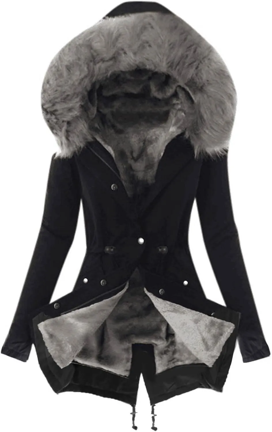 Ladies Winter Coats and Jackets Women's Winter Mid Length Thick Warm Faux Lined Jacket Coat Ladies Coat Thick Long