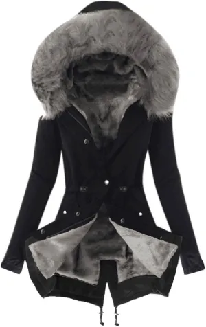 Ladies Winter Coats and Jackets Women's Winter Mid Length Thick Warm Faux Lined Jacket Coat Ladies Coat Thick Long