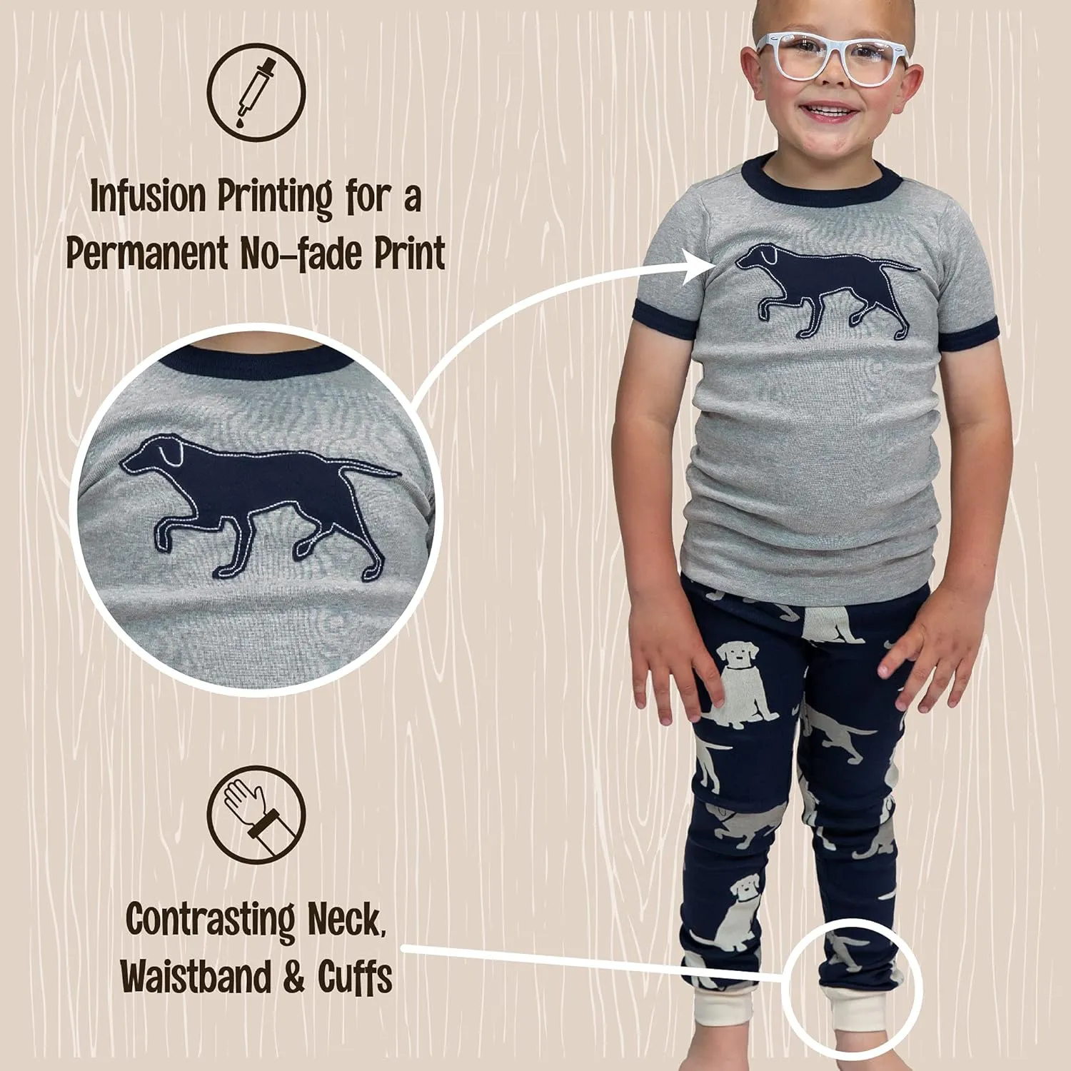 Lazy One Short-Sleeve Pajamas Sets for Girls and Boys, Kids' Soft, Animal PJs, Lake Pajamas