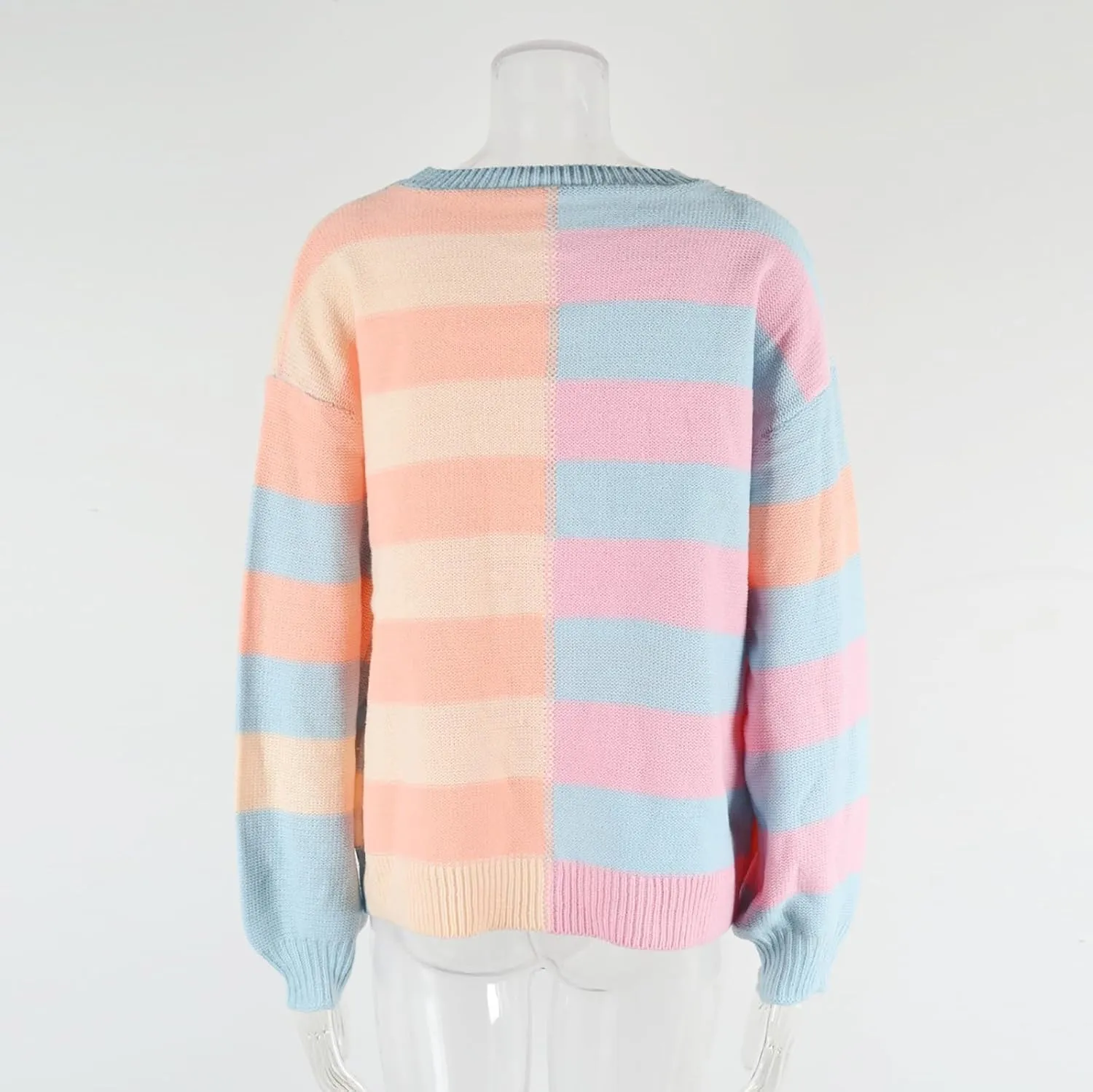 LCMTWX Cardigan Sweaters for Women Contrast Crew Neck Long Sleeve Sweater Pullover Sweater V Neck Pullover Sweater Infant