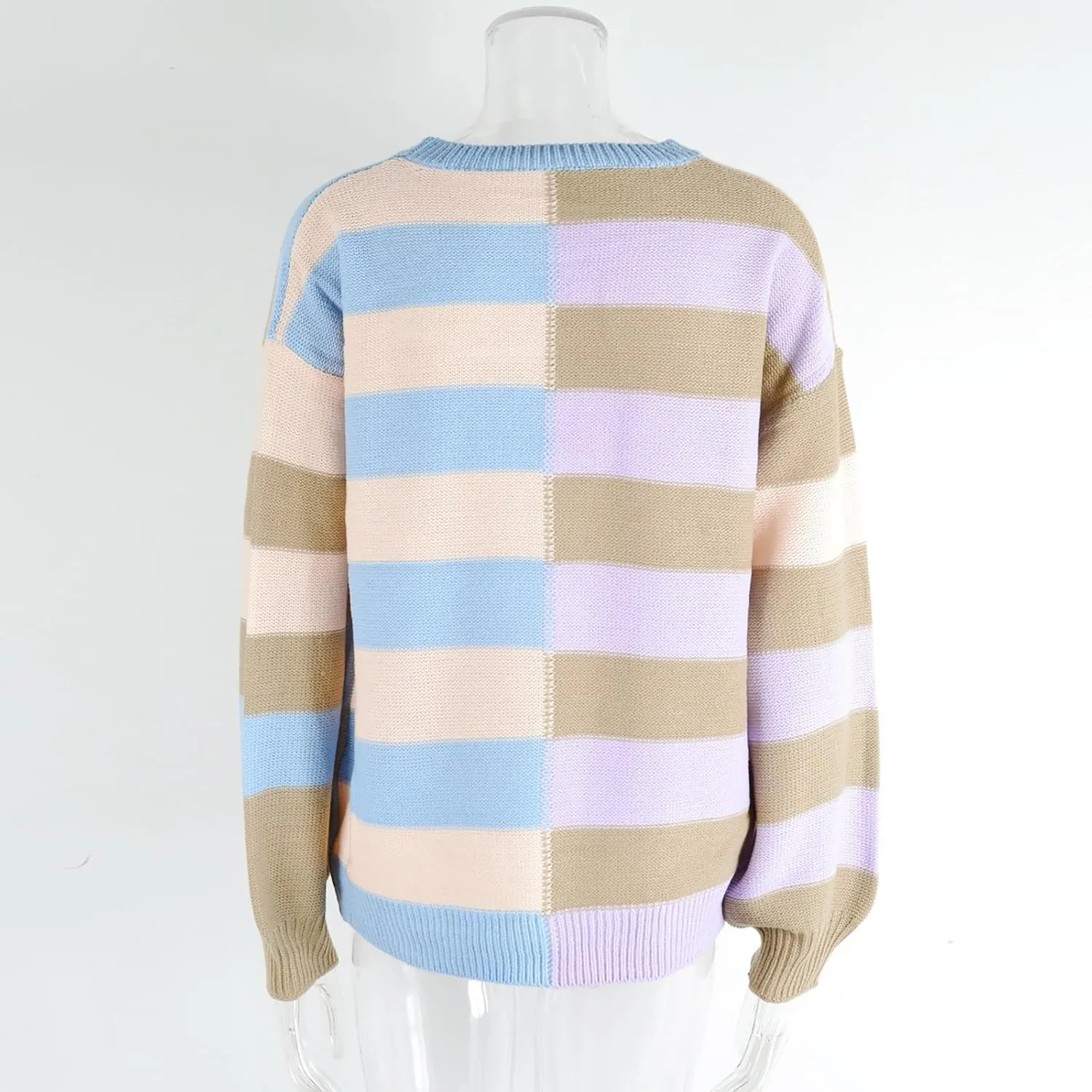 LCMTWX Cardigan Sweaters for Women Contrast Crew Neck Long Sleeve Sweater Pullover Sweater V Neck Pullover Sweater Infant
