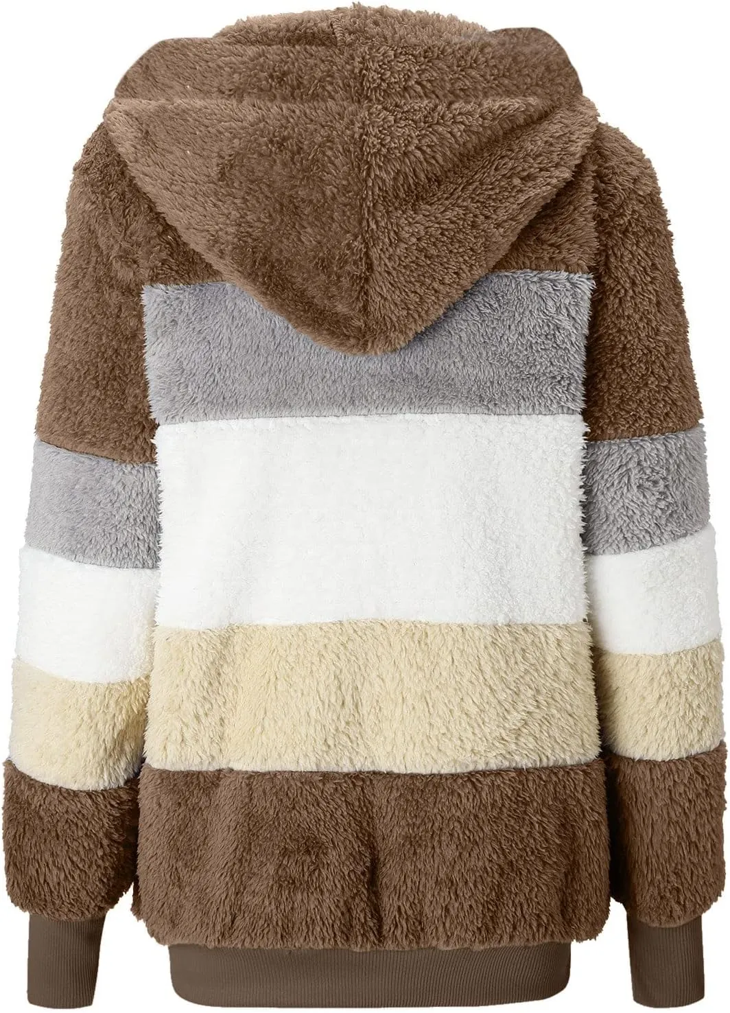 LCMTWX Womens Winter Jacket Coats Solid Color Artificial Wool Zipper Drawstring Long-Sleeved Thermal Sweatshirt Outerwear