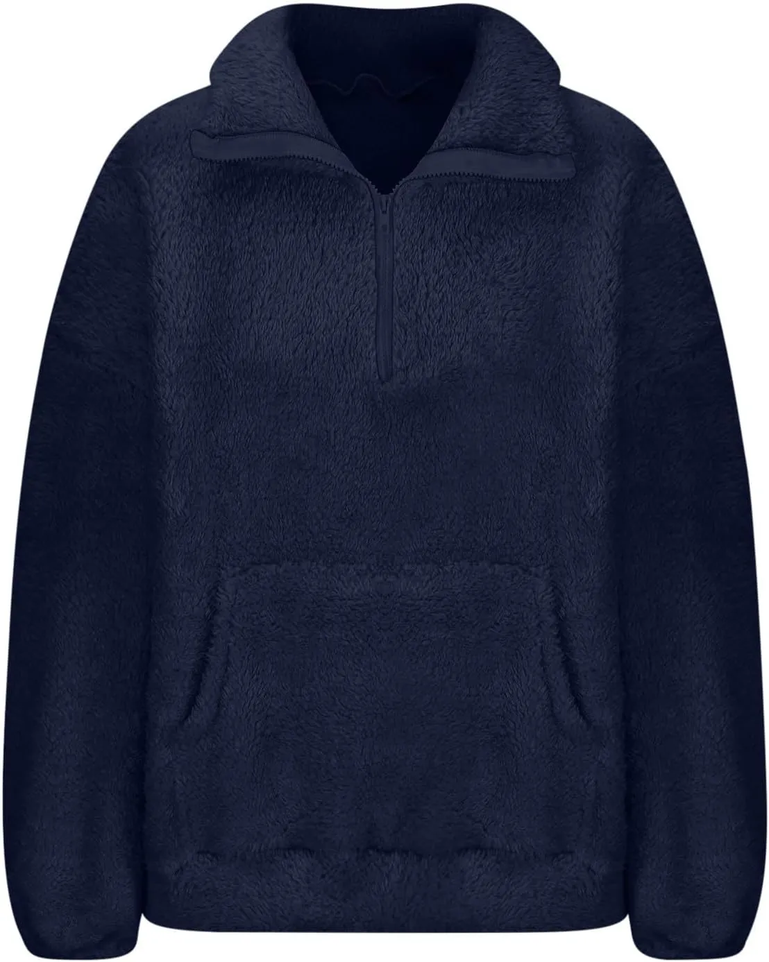 lcziwo Womens Fleece Cropped Sweatshirt Fuzzy Sherpa Half Zip Pullover Tops Oversized Warm Winter Coat with Pockets