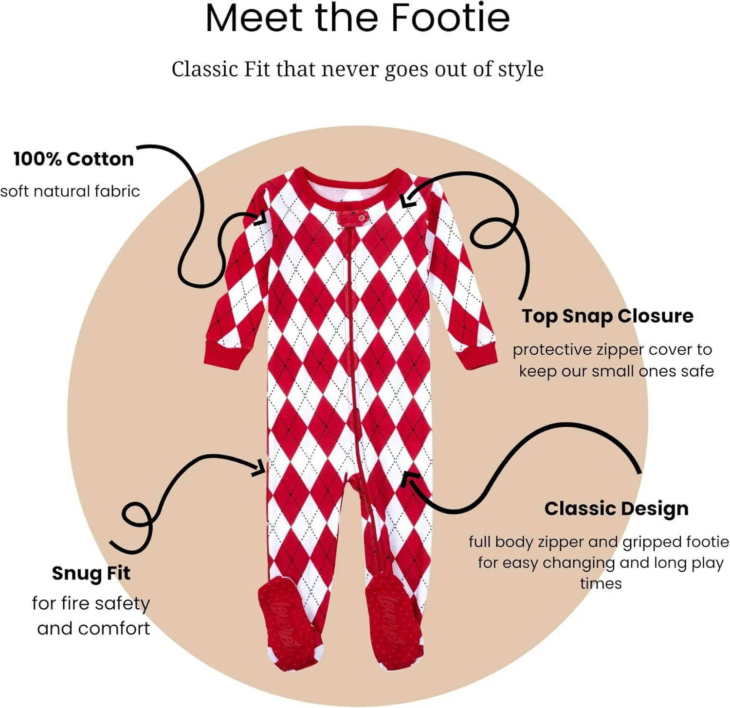 Leveret Kids Pajamas Baby Boys Girls Christmas Footed Pajamas Sleeper 100% Cotton (Size 6-12 Months-5 Toddler)