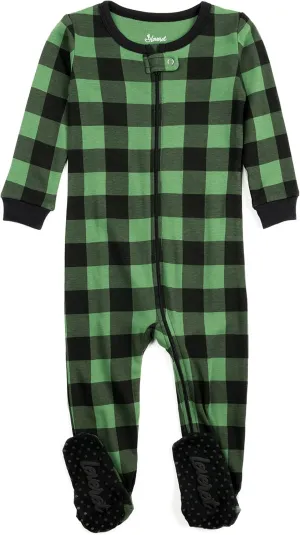 Leveret Kids Pajamas Baby Boys Girls Footed Pajamas Sleeper 100% Cotton Plaids (Size 6-12 Months-5 Toddler)