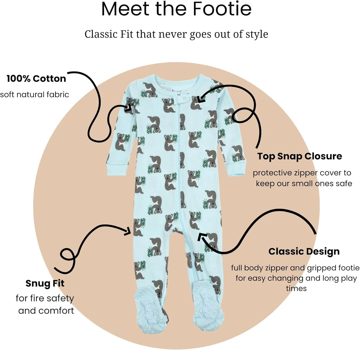 Leveret Kids Pajamas Baby Boys Girls Footed Pajamas Sleeper 100% Cotton (Size 6-12 Months-5 Toddler)
