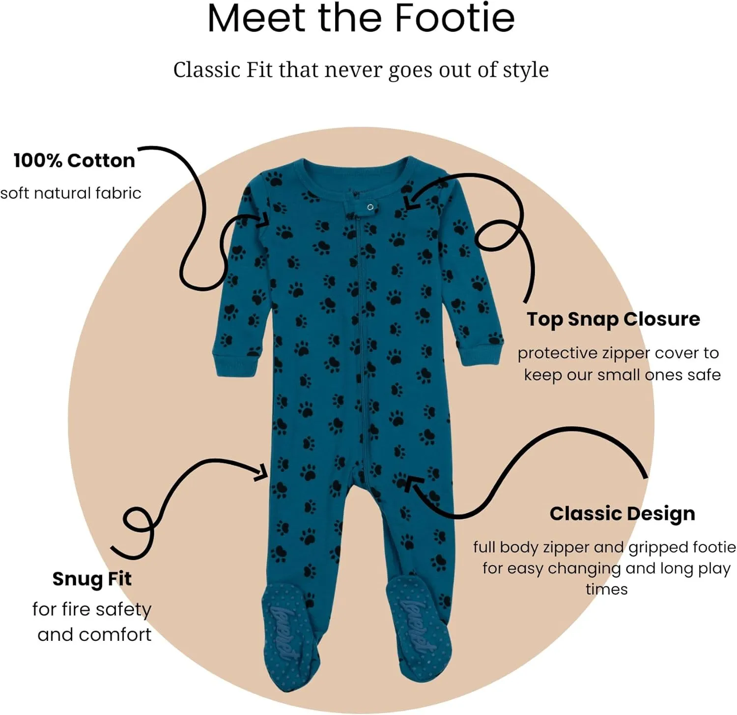 Leveret Kids Pajamas Baby Boys Girls Footed Pajamas Sleeper 100% Cotton (Size 6-12 Months-5 Toddler)