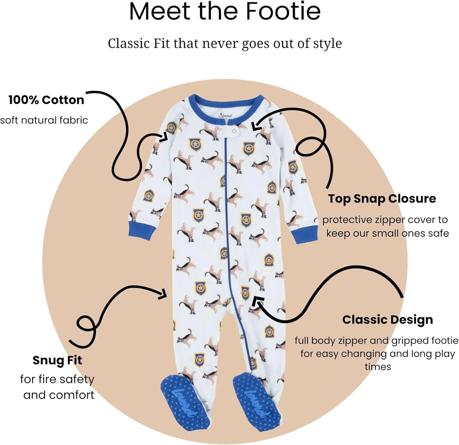 Leveret Kids Pajamas Baby Boys Girls Footed Pajamas Sleeper 100% Cotton (Size 6-12 Months-5 Toddler)