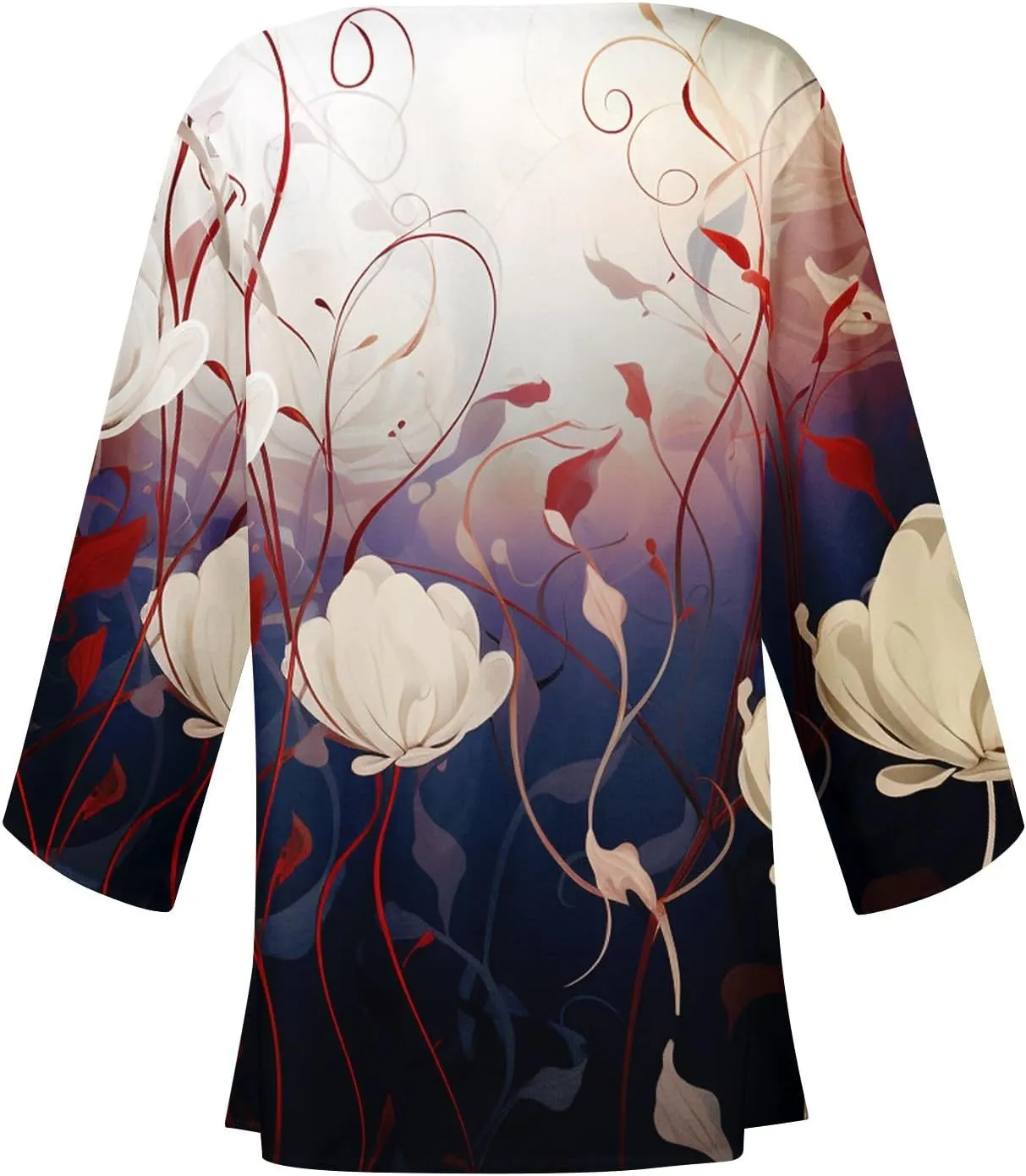 Lightweight Cardigan for Women Summer Printed Beach Cover Up Tops Casual Blouse Open Front 3/4 Sleeve Kimono Cardigan