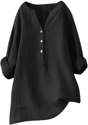 Linen Shirts for Women 2024 Plus Size 3/4 Length Sleeve Tops Casual Loose Fit Round Neck Tees Summer Fashion Blouse Womens Cotton Tops Spring Tops for Women 2024 Green Tops for Women