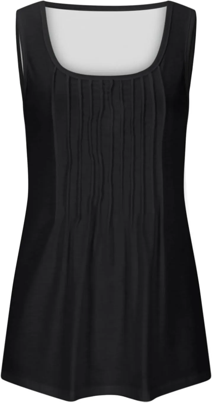 Lmdudan Plus Size Tank Tops for Women Fashion Solid Color Sleeveless U Neck Tees 2024 Summer Loose Flowy Casual Comfy Shirts