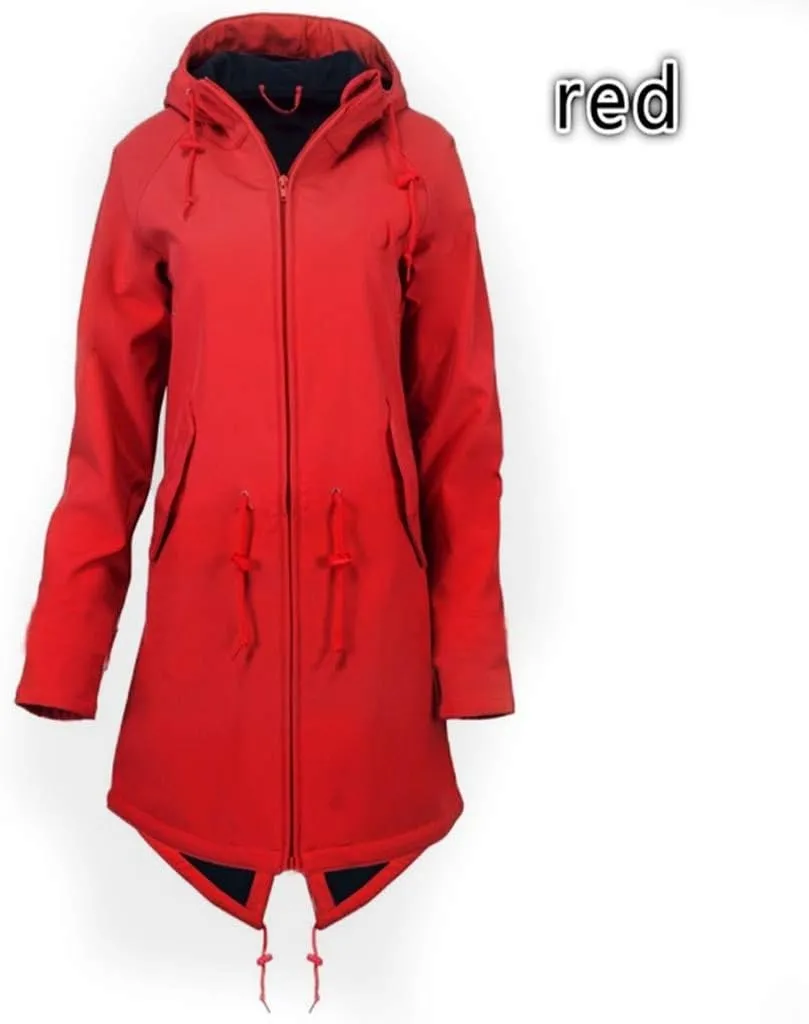 Long Outdoor Jacket Hoodie Solid Women's Coat Rain Overcoat Windproof Women's Coat Womens plus Snow Jacket