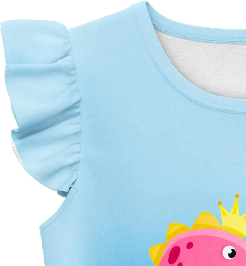 LQSZ Girls Pajamas Flutter Sleeve Toddler Girl Summer Pajamas 2 Piece Pjs Set Sleepwear for Girls 3-10 Years