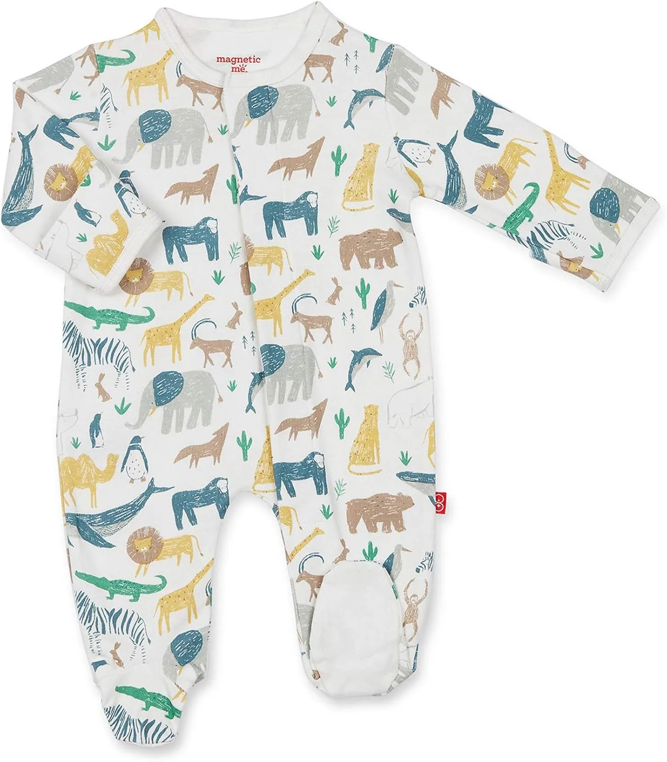 Magnetic Me Footie Pajamas - 100% Organic Cotton Baby Pajamas - Quick Magnetic Fastener Sleeper for Baby Boy and Girl