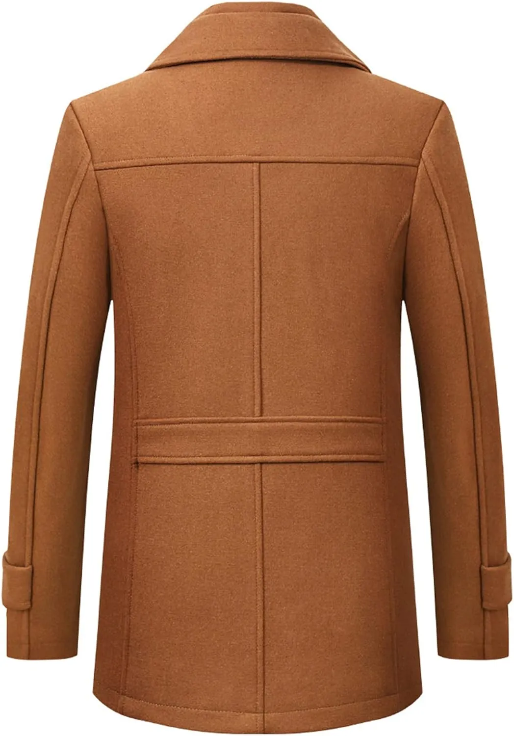 Maiyifu-GJ Men Layered Collar Wool Blend Jacket Military Single Breasted Pea Coat Thick Stylish Quilted Lined Trench Overcoat