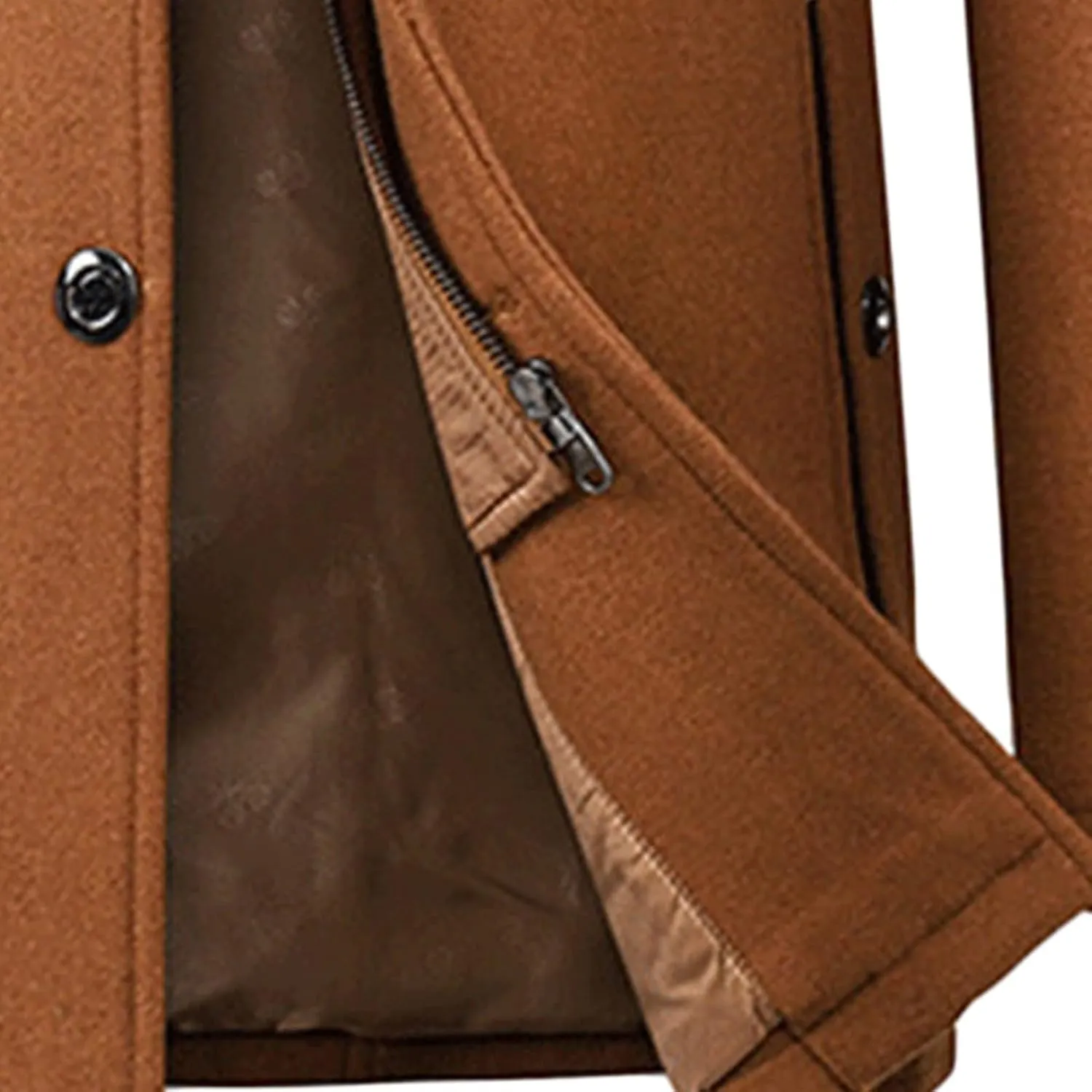 Maiyifu-GJ Men Layered Collar Wool Blend Jacket Military Single Breasted Pea Coat Thick Stylish Quilted Lined Trench Overcoat