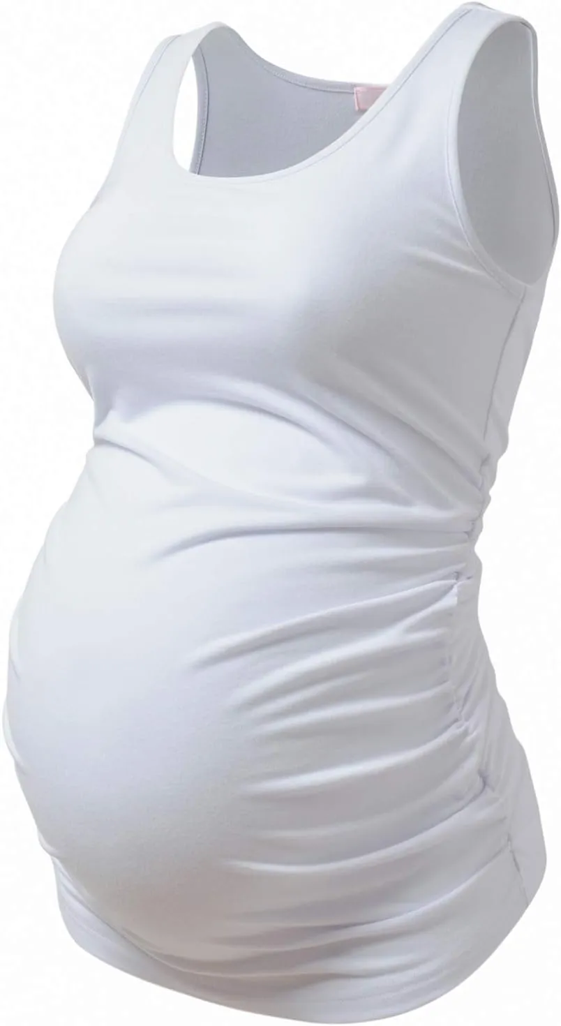 Maternity Tank Tops for Women Ruched Sleeveless Basic Tops Maternity Shirt Vest Pregnancy Tee