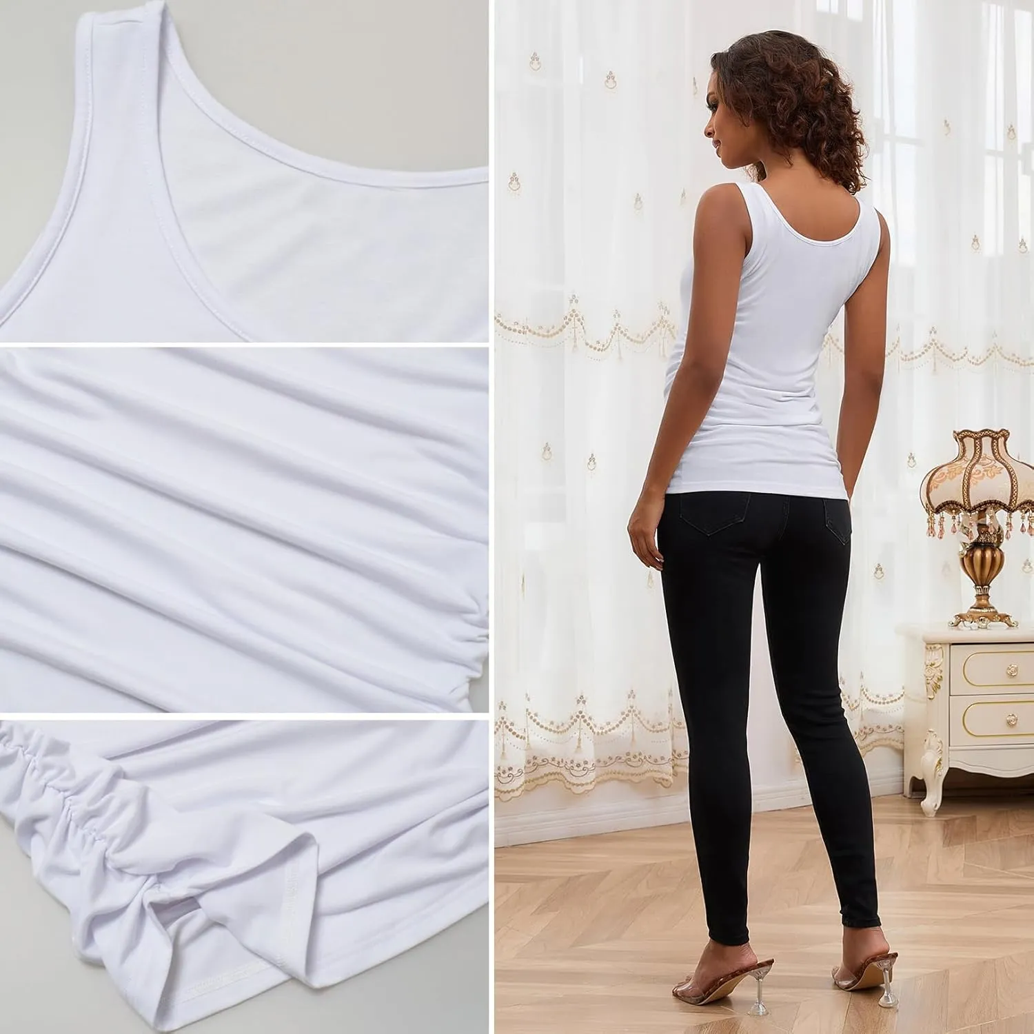 Maternity Tank Tops for Women Ruched Sleeveless Basic Tops Maternity Shirt Vest Pregnancy Tee