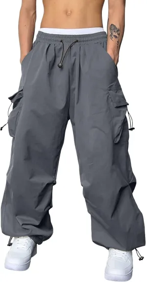 Men Cargo Joggers Pants Parachute Pants Lounge Drawstring Relaxed Fit Hip Hop Lightweight Stretch Loose Workout Pants