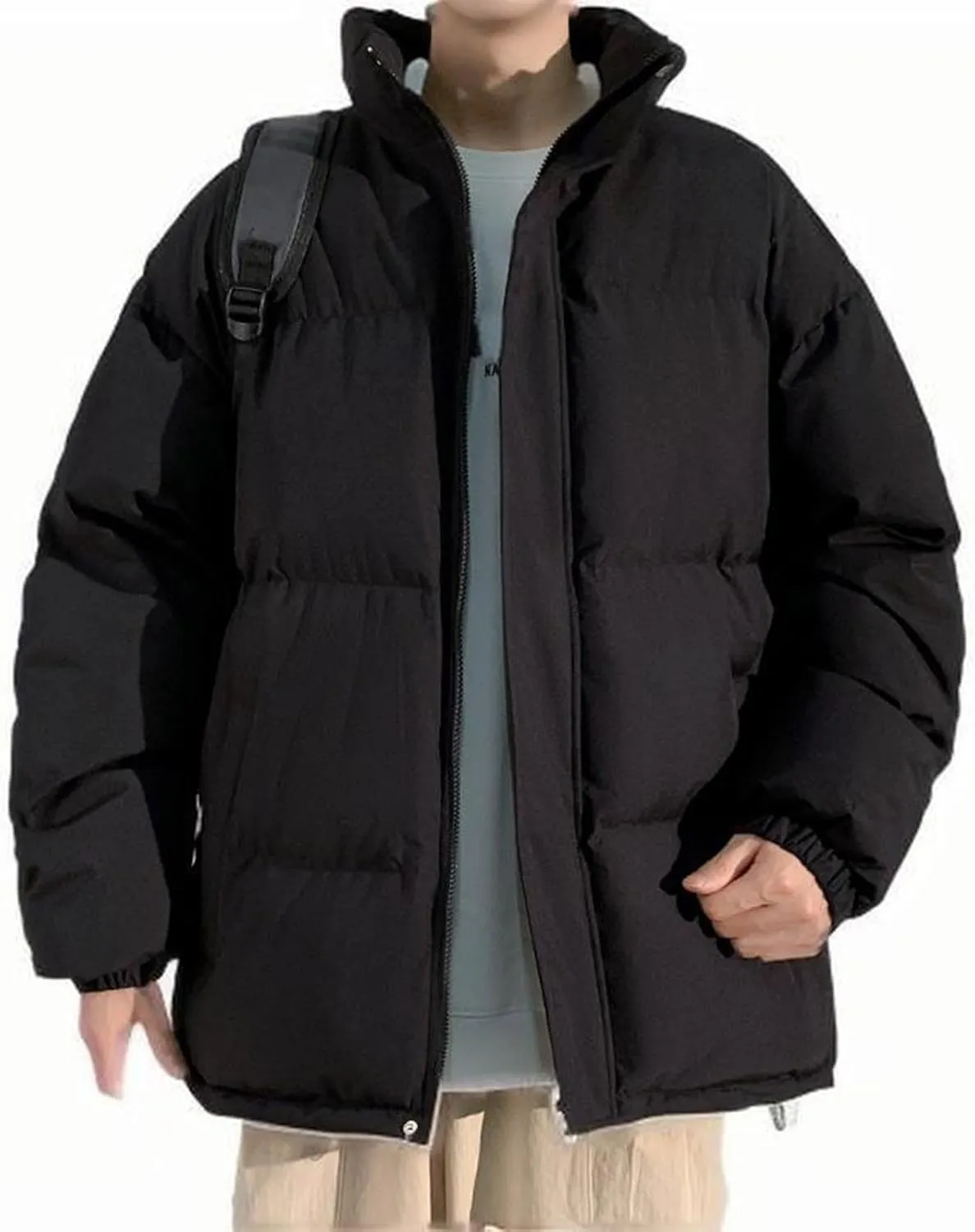 Men Puffer Jacket Plus Size Winter Warm Down Coat Waterproof Windproof Insulated Jacket Quilted Outerwear with Pocket