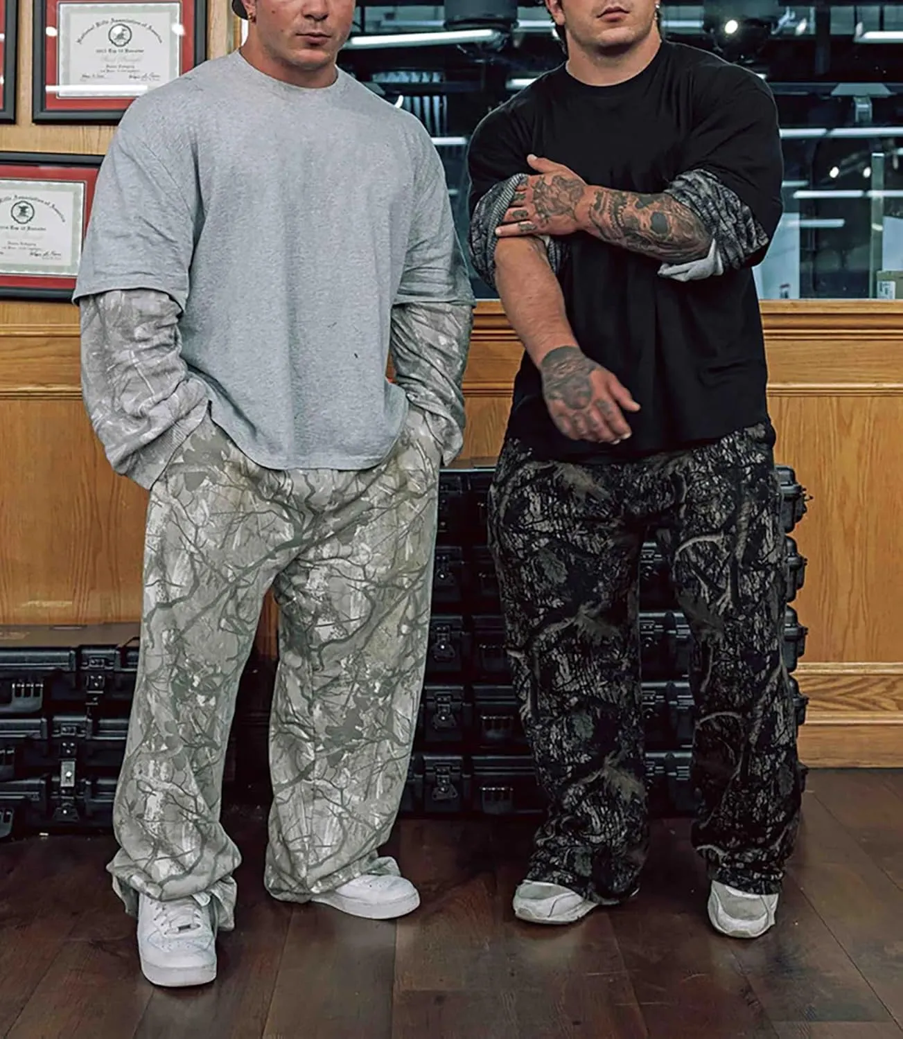 Mens Baggy Camo Graphic Print Sweatpants Workout Athletic Joggers Pants for Men Wide Leg Hunting Sweat Pant