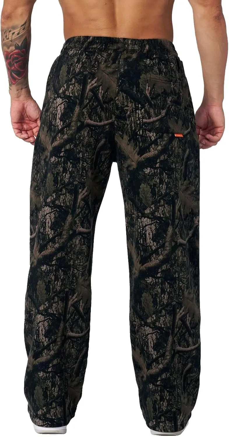 Mens Baggy Camo Graphic Print Sweatpants Workout Athletic Joggers Pants for Men Wide Leg Hunting Sweat Pant