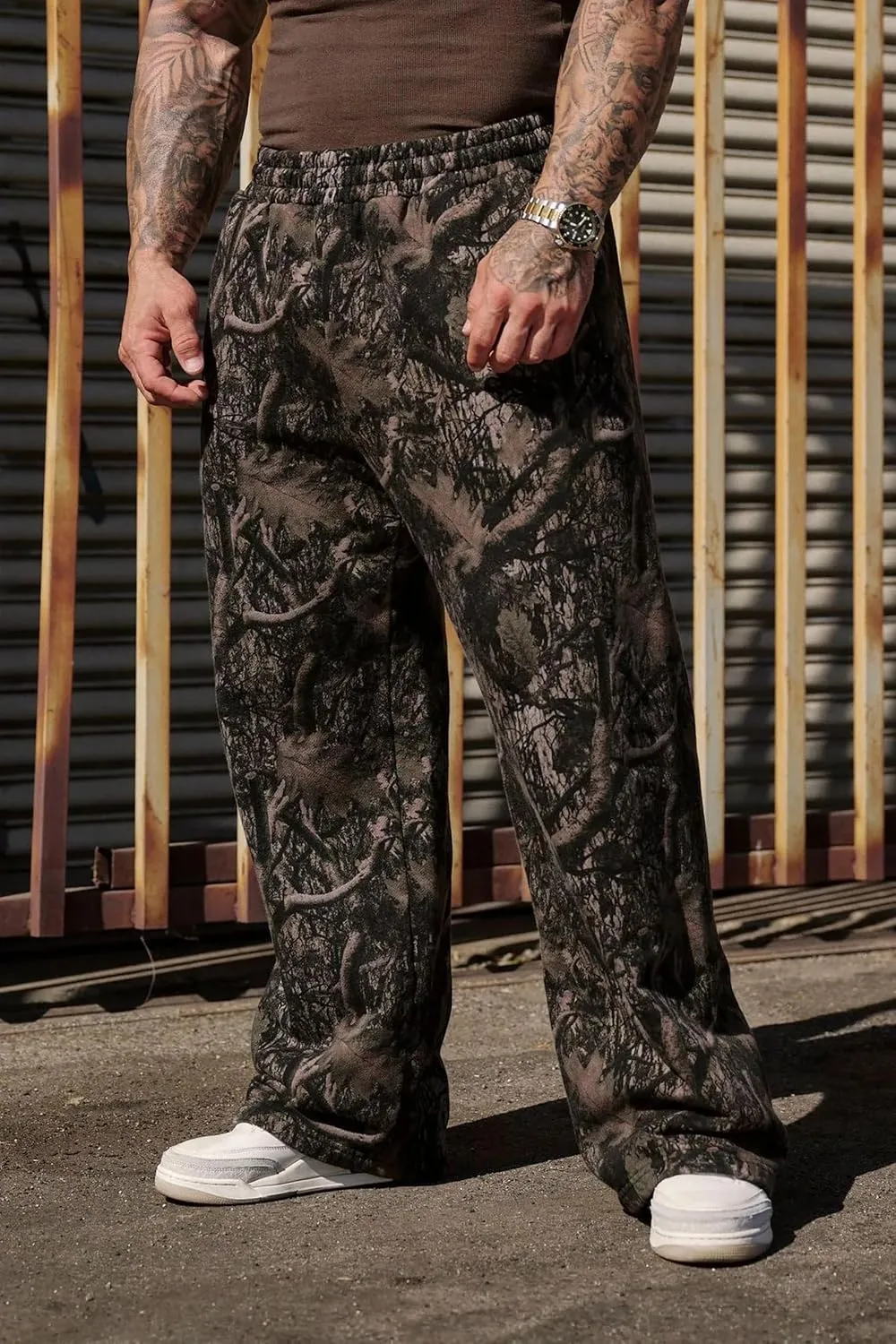 Mens Baggy Camo Graphic Print Sweatpants Workout Athletic Joggers Pants for Men Wide Leg Hunting Sweat Pant