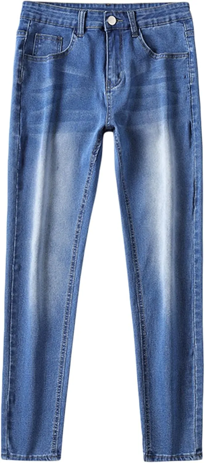 Men's Denim Jeans Slim Fit Stretch Casual Straight Leg Denim Pants Trousers