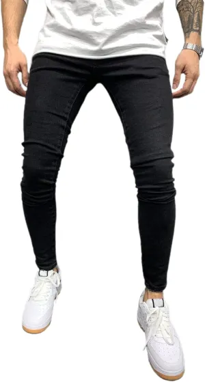 Men's Denim Jeans Slim Fit Stretch Casual Straight Leg Denim Pants Trousers