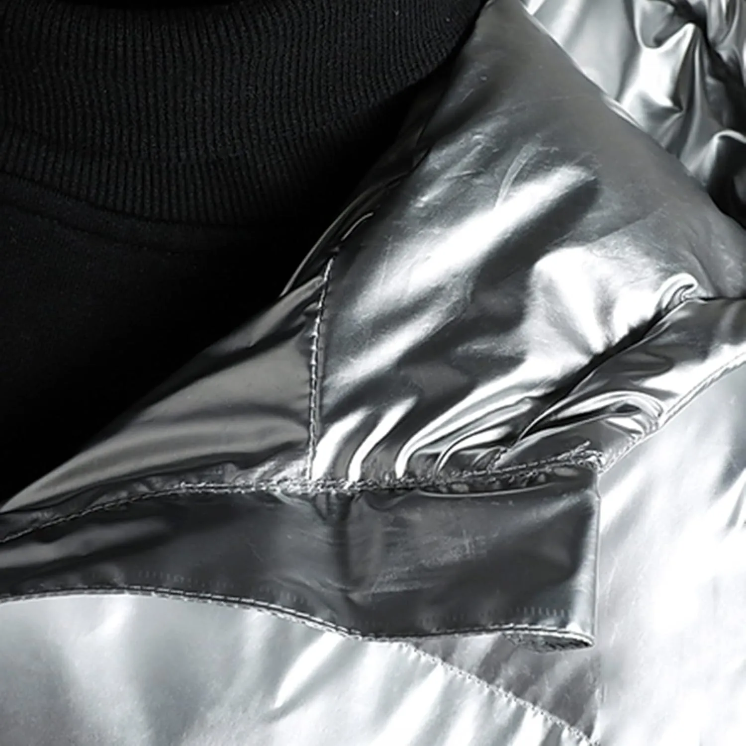 Men's Down Jackets & Coats Puffer Hooded Solid Coat Shiny Reflective Padded Jacket Trendy Plus Size Bubble Jacket